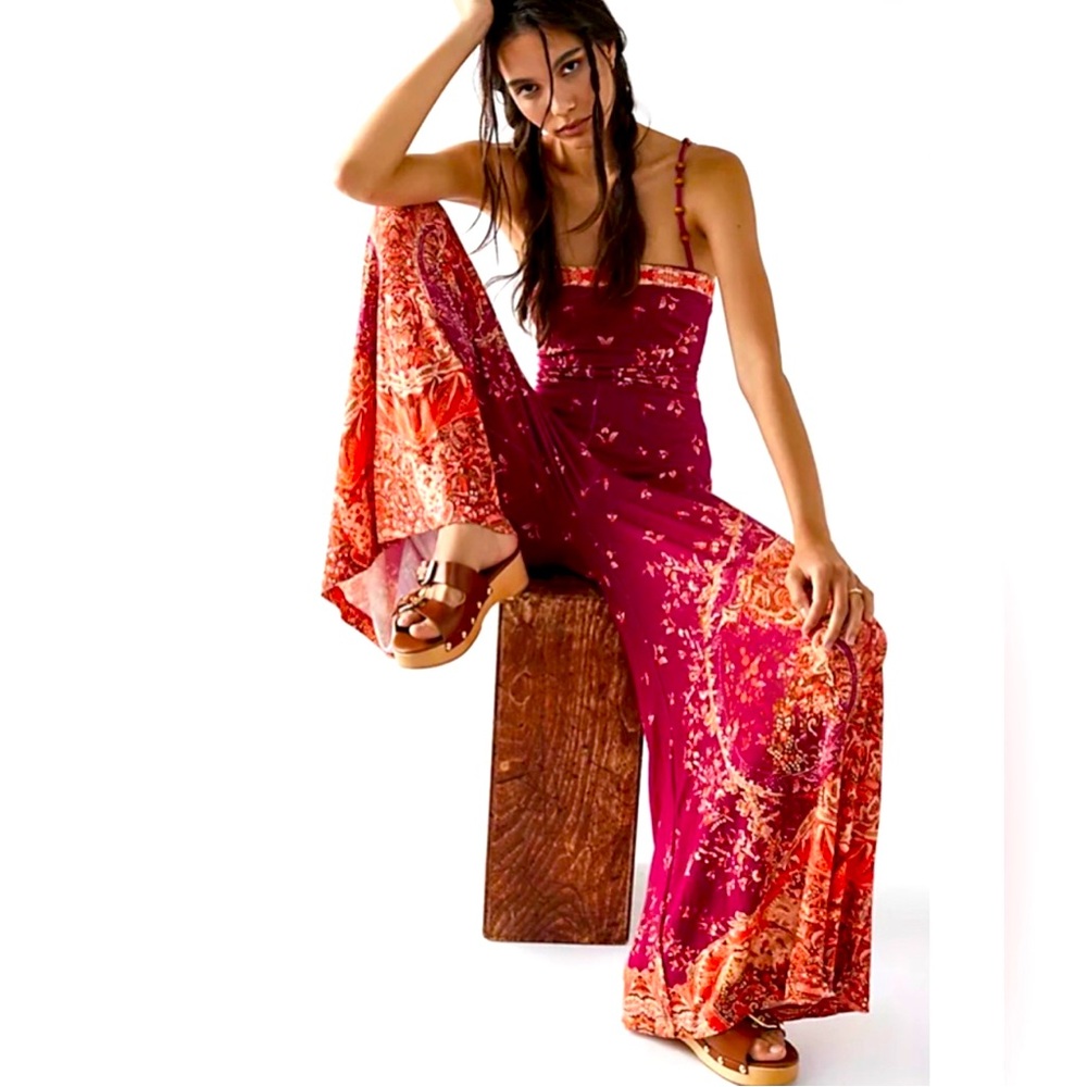 NWT! Free People ASTRID Wide-Leg Jumpsuit S